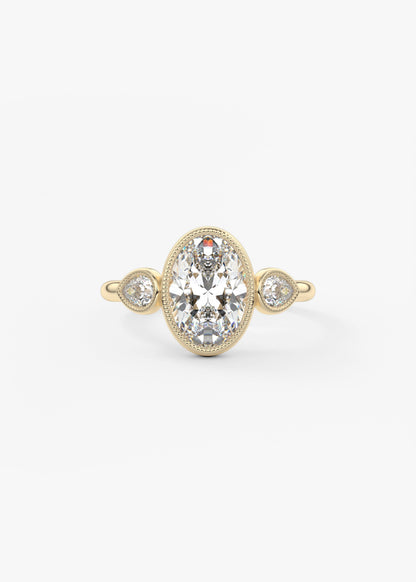 Oval Three Stone Lab Grown Diamond Engagement Ring