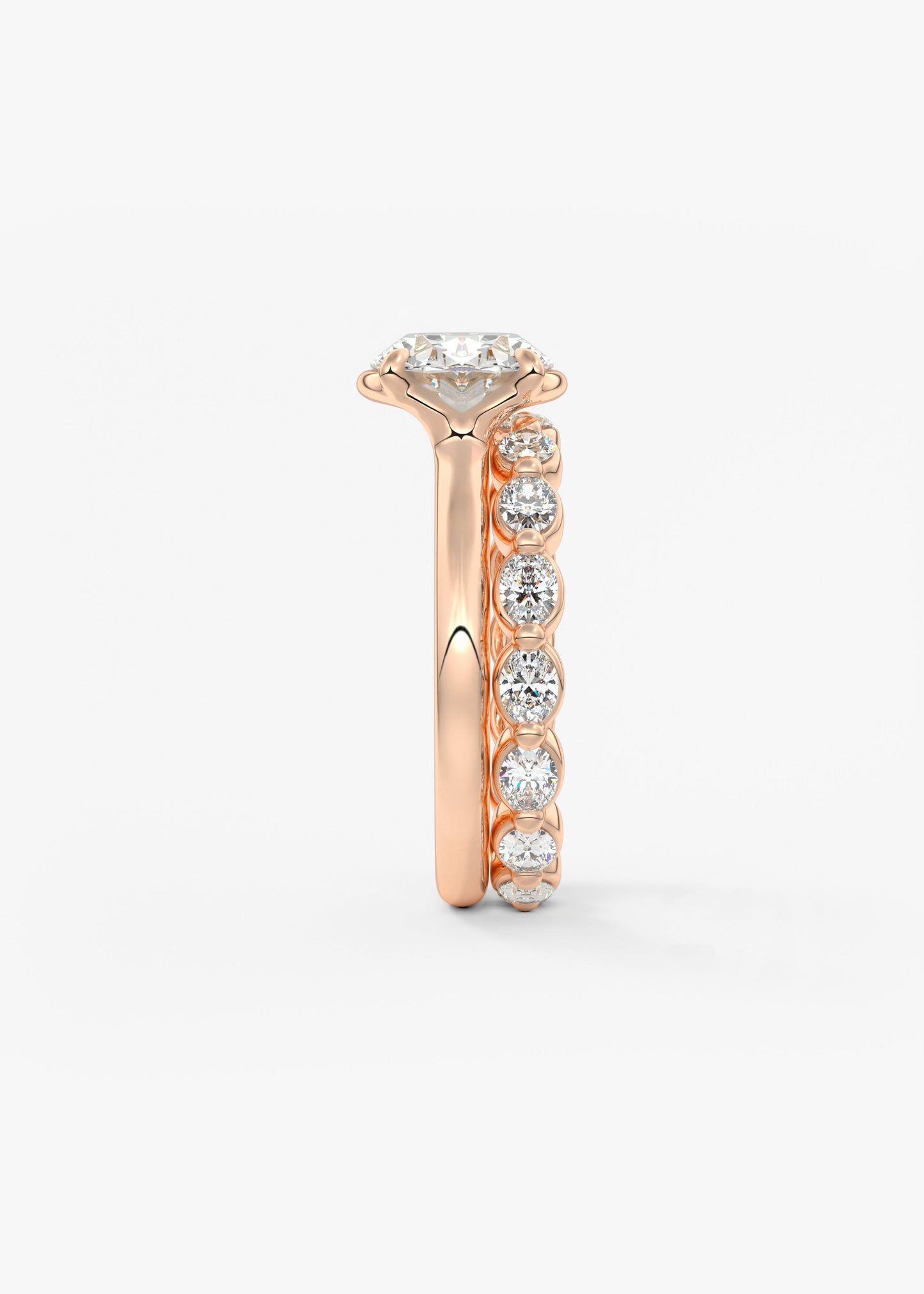 Oval Half Bezel Lab Grown Diamond Engagement Ring