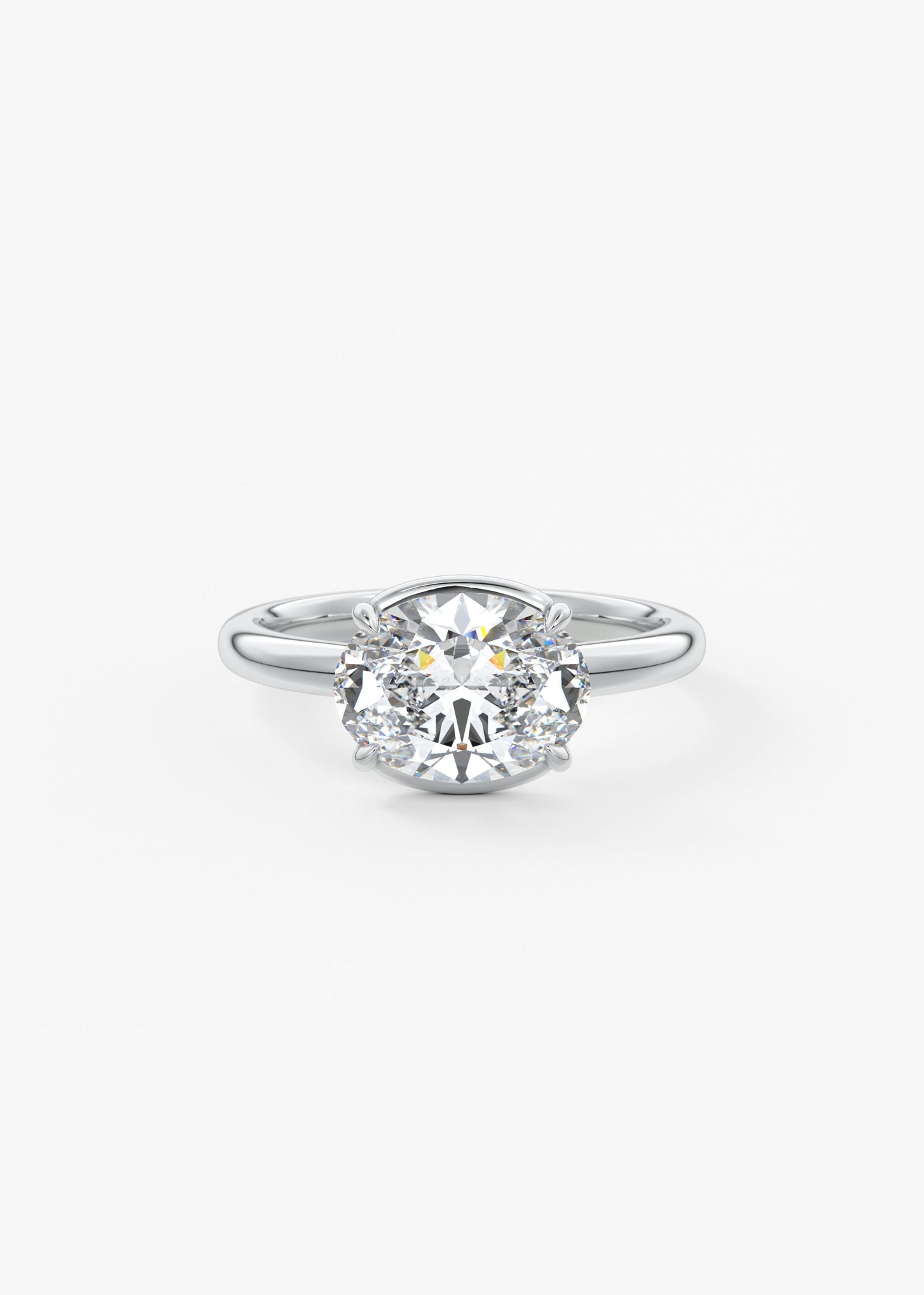 Oval Half Bezel Lab Grown Diamond Engagement Ring