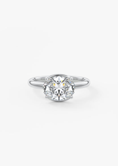 Oval Half Bezel Lab Grown Diamond Engagement Ring
