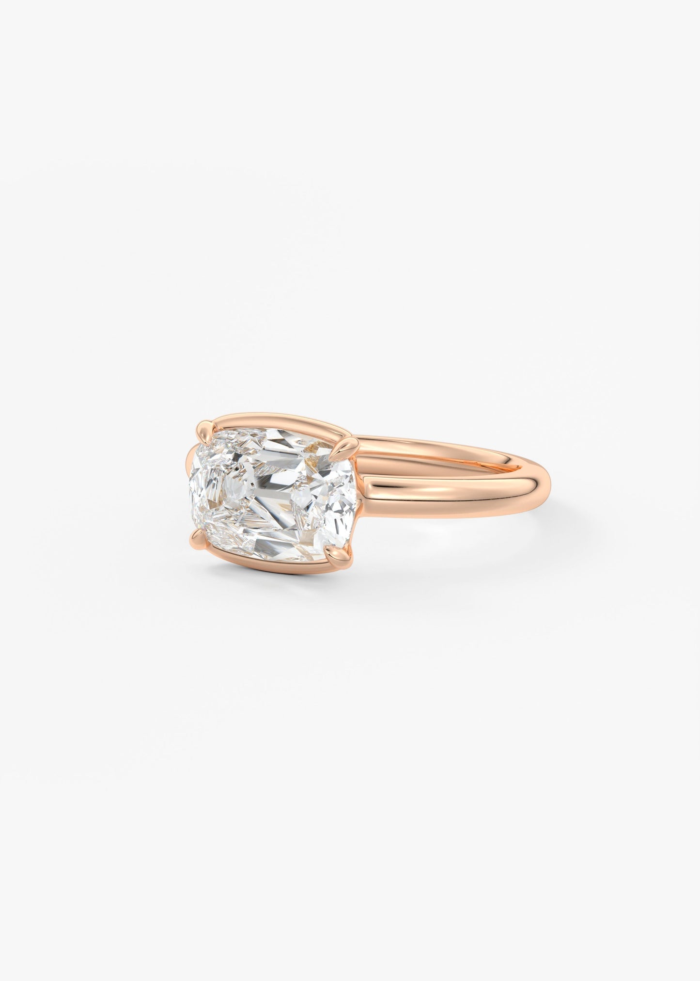 Old Mine Cushion Half Bezel Lab Grown Diamond Engagement Ring