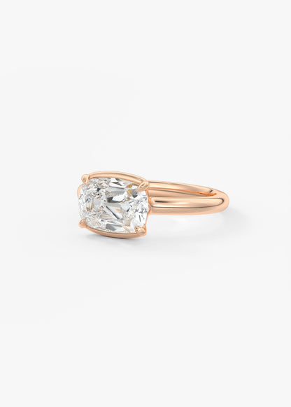 Old Mine Cushion Half Bezel Lab Grown Diamond Engagement Ring