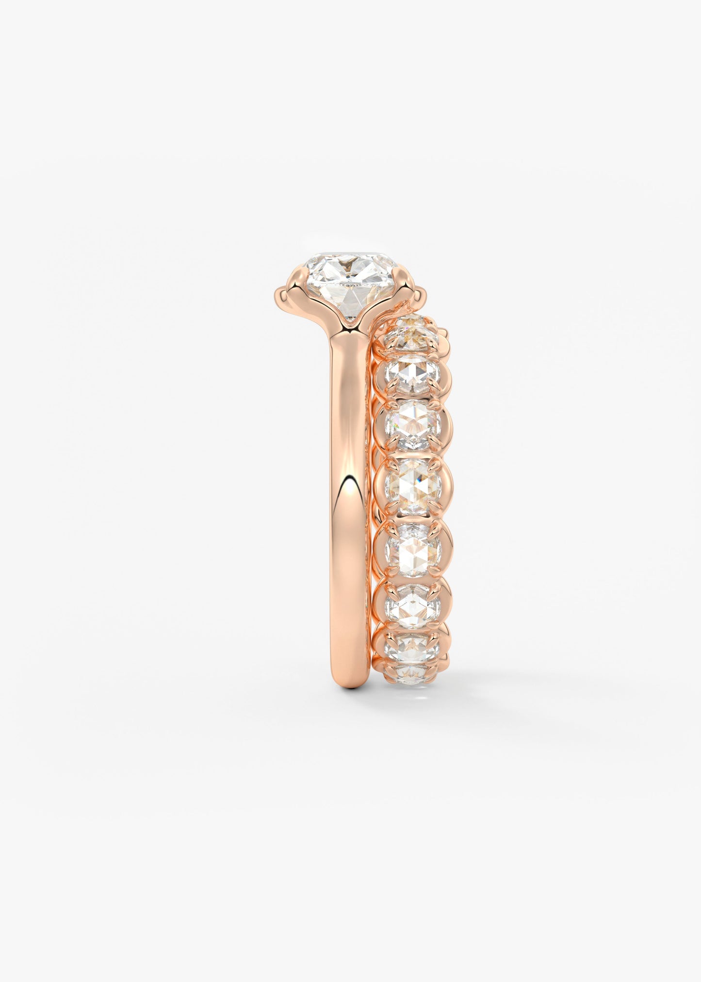 Old Mine Cushion Half Bezel Lab Grown Diamond Engagement Ring
