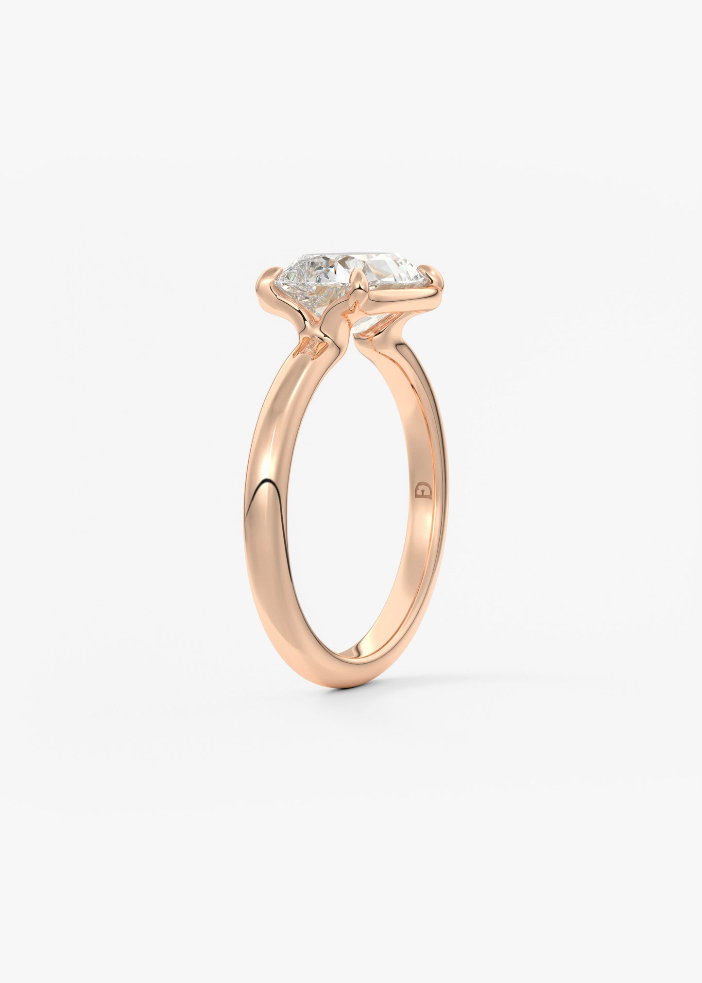 Old Mine Cushion Half Bezel Lab Grown Diamond Engagement Ring
