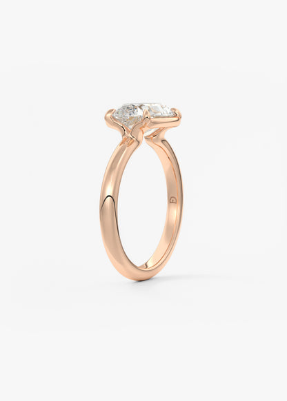 Old Mine Cushion Half Bezel Lab Grown Diamond Engagement Ring