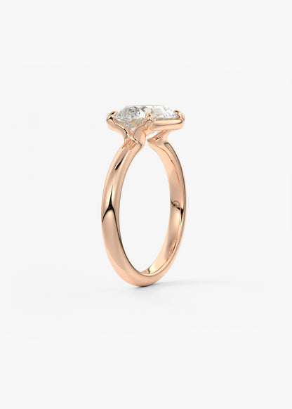 Old Mine Cushion Half Bezel Lab Grown Diamond Engagement Ring
