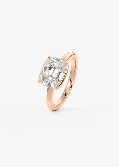 Old Mine Cushion Half Bezel Lab Grown Diamond Engagement Ring
