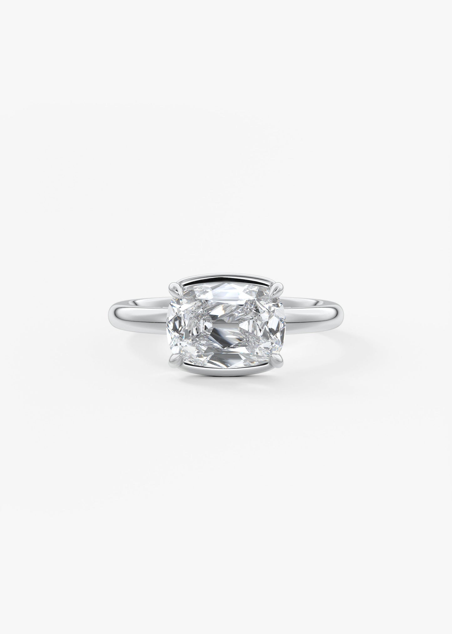 Old Mine Cushion Half Bezel Lab Grown Diamond Engagement Ring