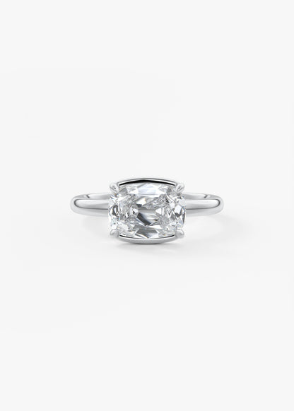 Old Mine Cushion Half Bezel Lab Grown Diamond Engagement Ring