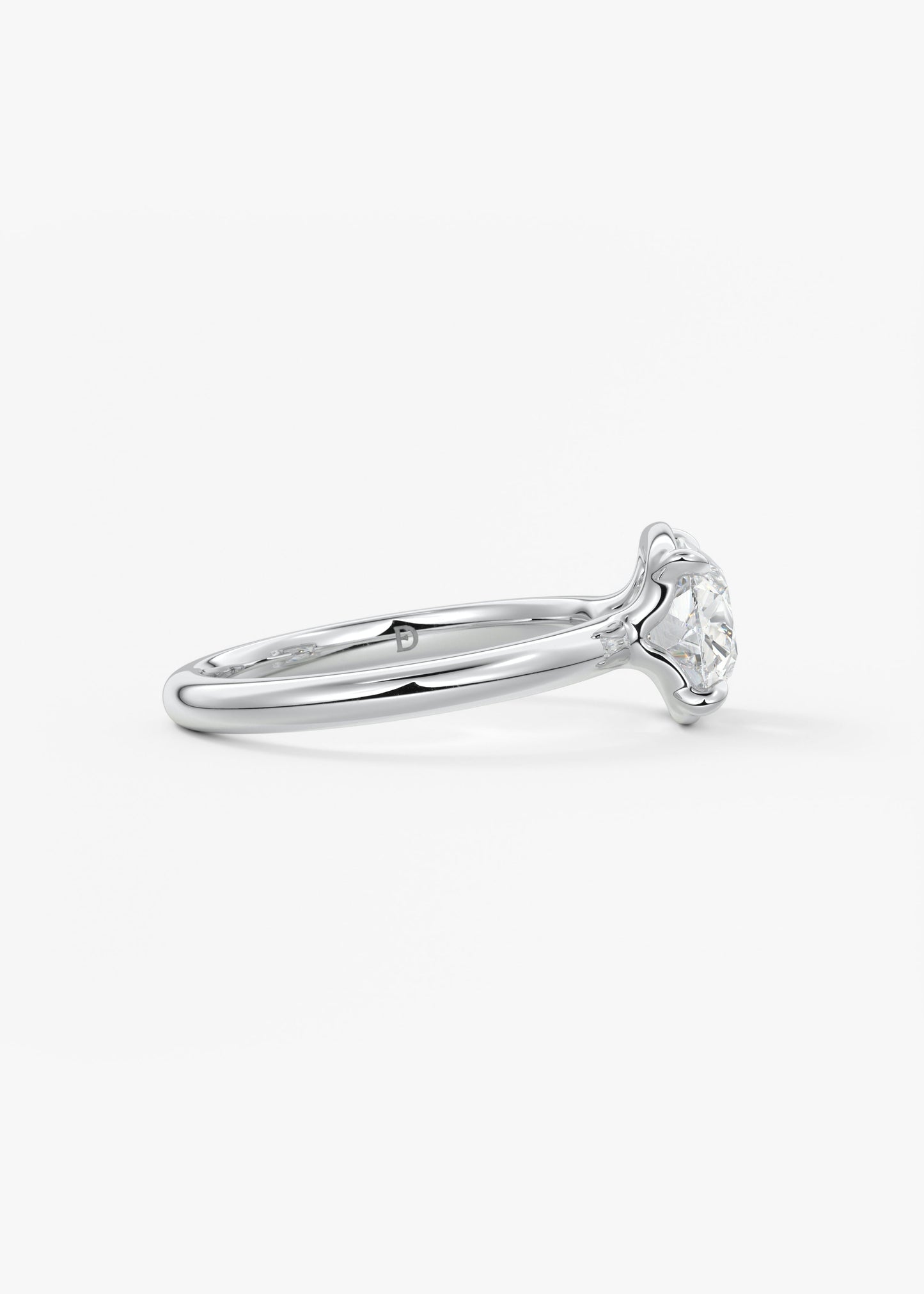Old Mine Cushion Half Bezel Lab Grown Diamond Engagement Ring