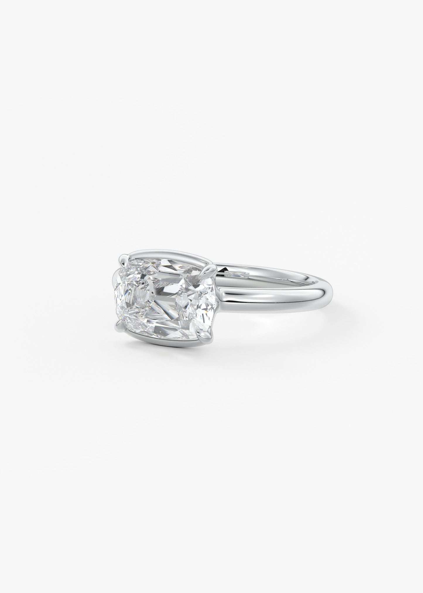 Old Mine Cushion Half Bezel Lab Grown Diamond Engagement Ring