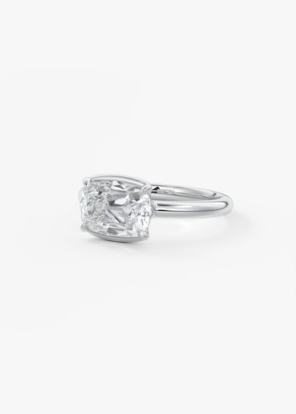 Old Mine Cushion Half Bezel Lab Grown Diamond Engagement Ring