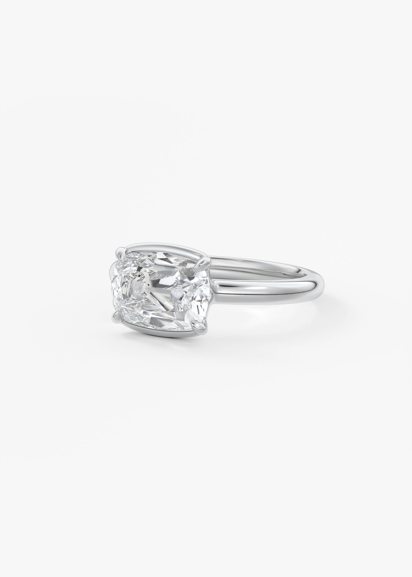 Old Mine Cushion Half Bezel Lab Grown Diamond Engagement Ring