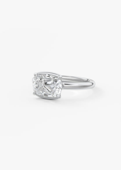 Old Mine Cushion Half Bezel Lab Grown Diamond Engagement Ring