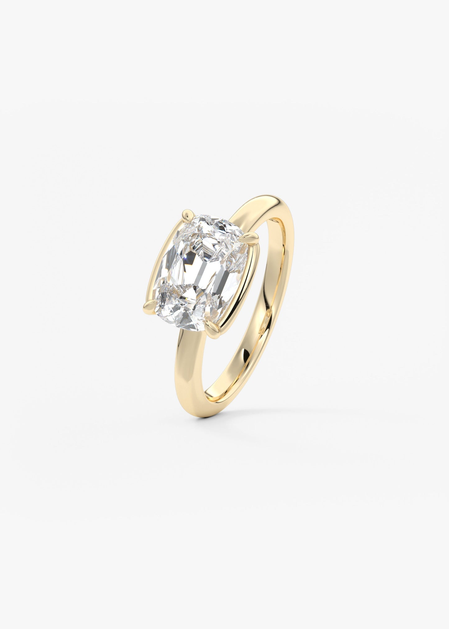 Old Mine Cushion Half Bezel Lab Grown Diamond Engagement Ring
