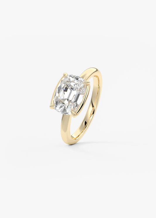 Old Mine Cushion Half Bezel Lab Grown Diamond Engagement Ring