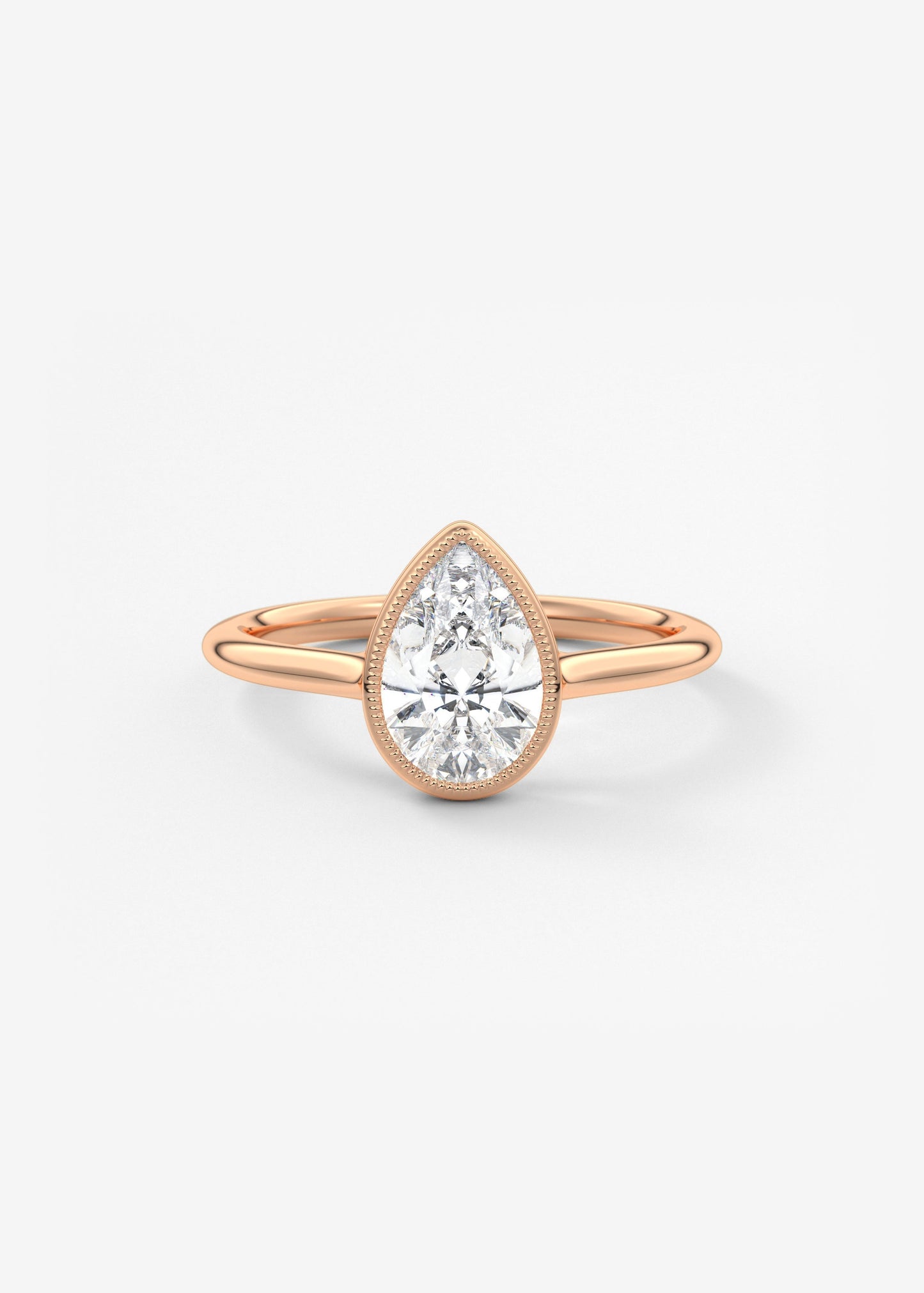 Pear Milgrain Bezel Lab Grown Diamond Engagement Ring