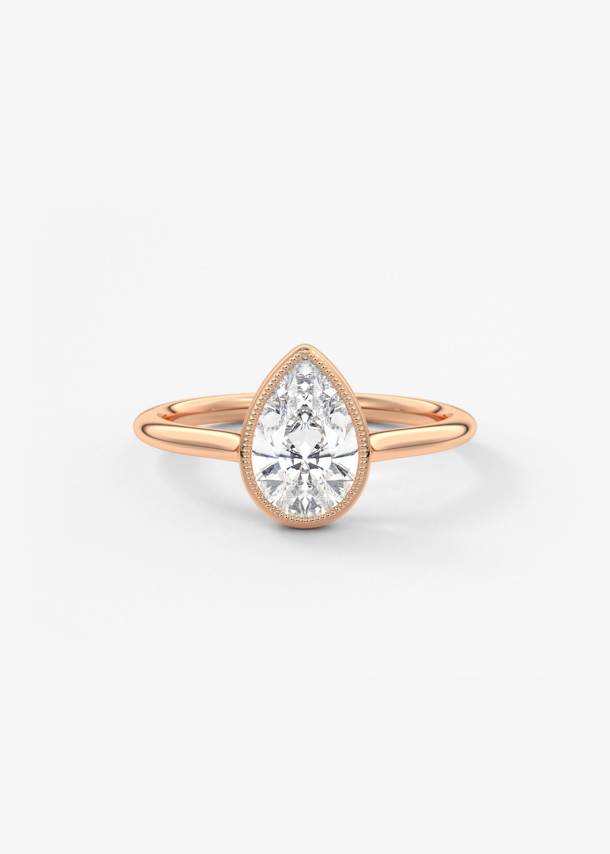 Pear Milgrain Bezel Lab Grown Diamond Engagement Ring