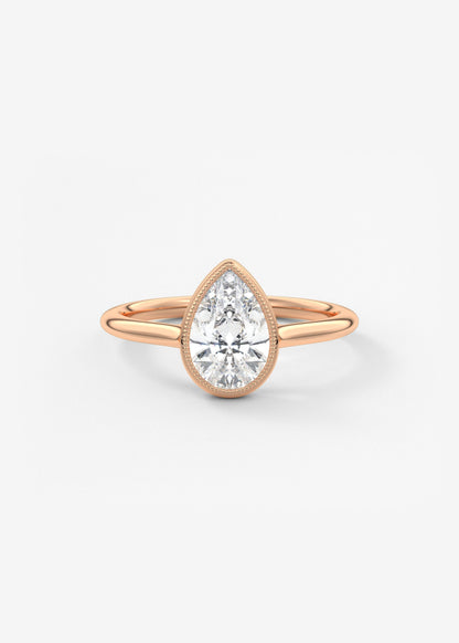 Pear Milgrain Bezel Lab Grown Diamond Engagement Ring