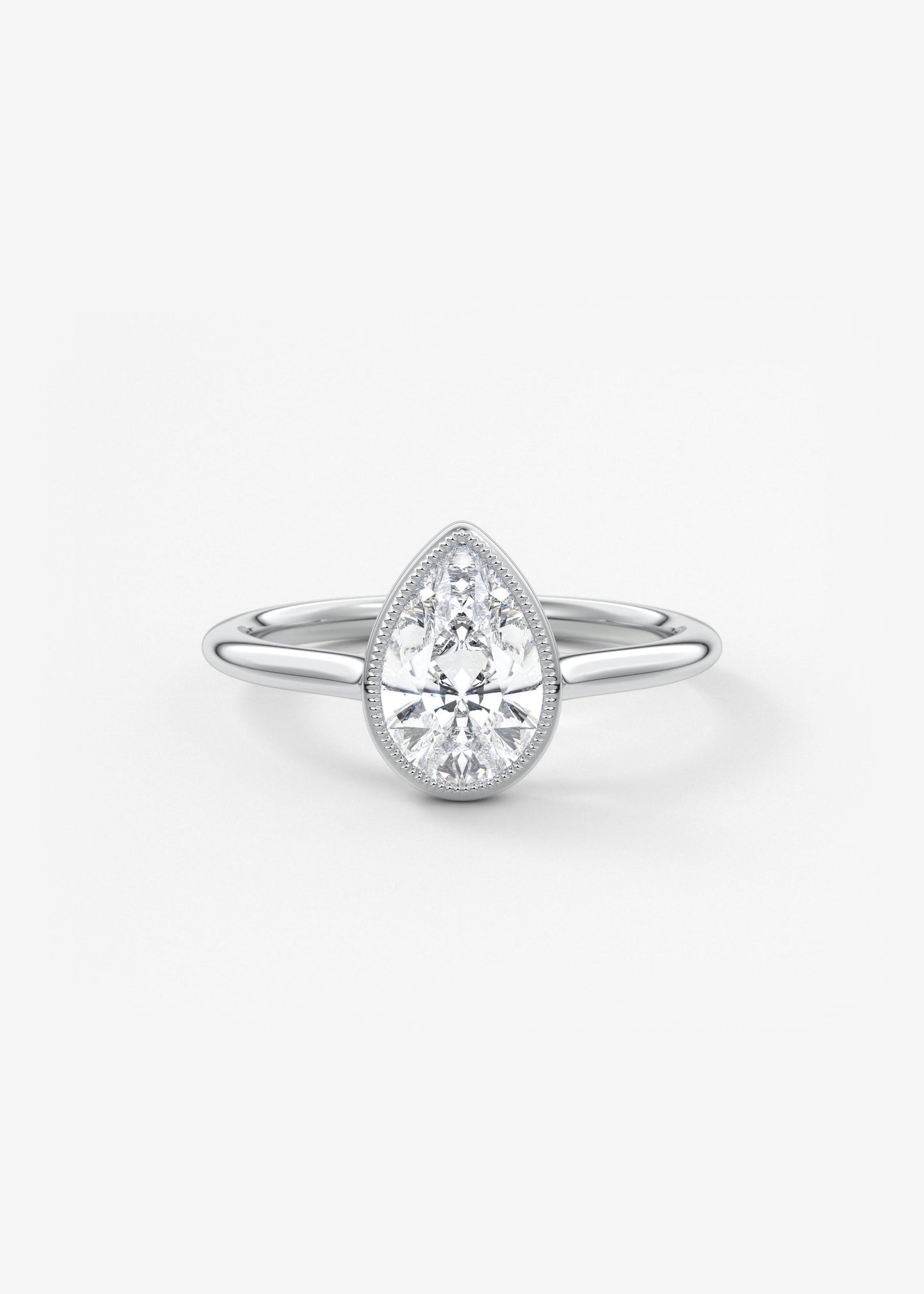 Pear Milgrain Bezel Lab Grown Diamond Engagement Ring