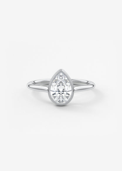 Pear Milgrain Bezel Lab Grown Diamond Engagement Ring