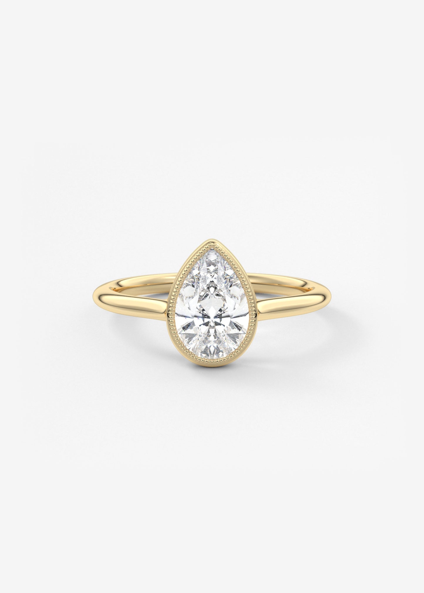 Pear Milgrain Bezel Lab Grown Diamond Engagement Ring