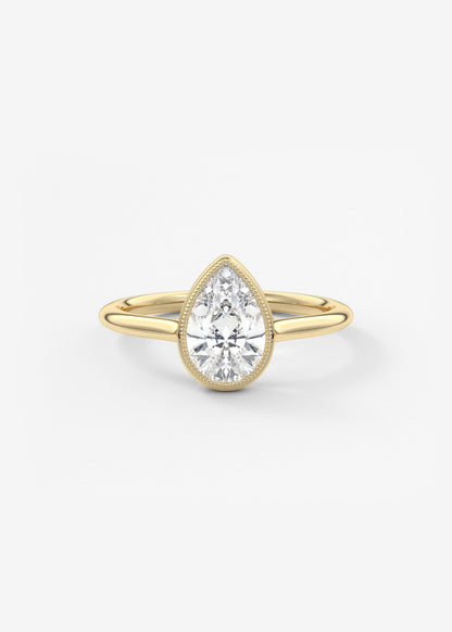 Pear Milgrain Bezel Lab Grown Diamond Engagement Ring
