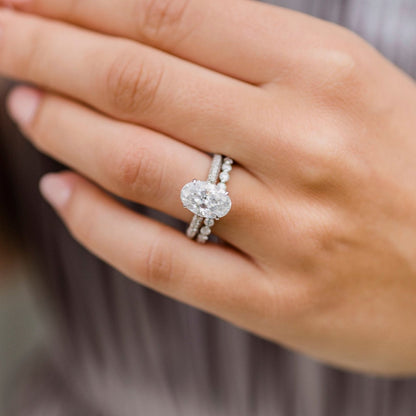 3.4 CT Oval Pave Lab Grown Diamond Engagement Ring