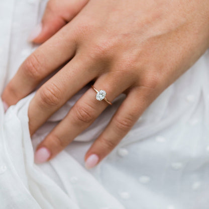 1.33 CT Oval Hidden Halo Lab Grown Diamond Engagement Ring