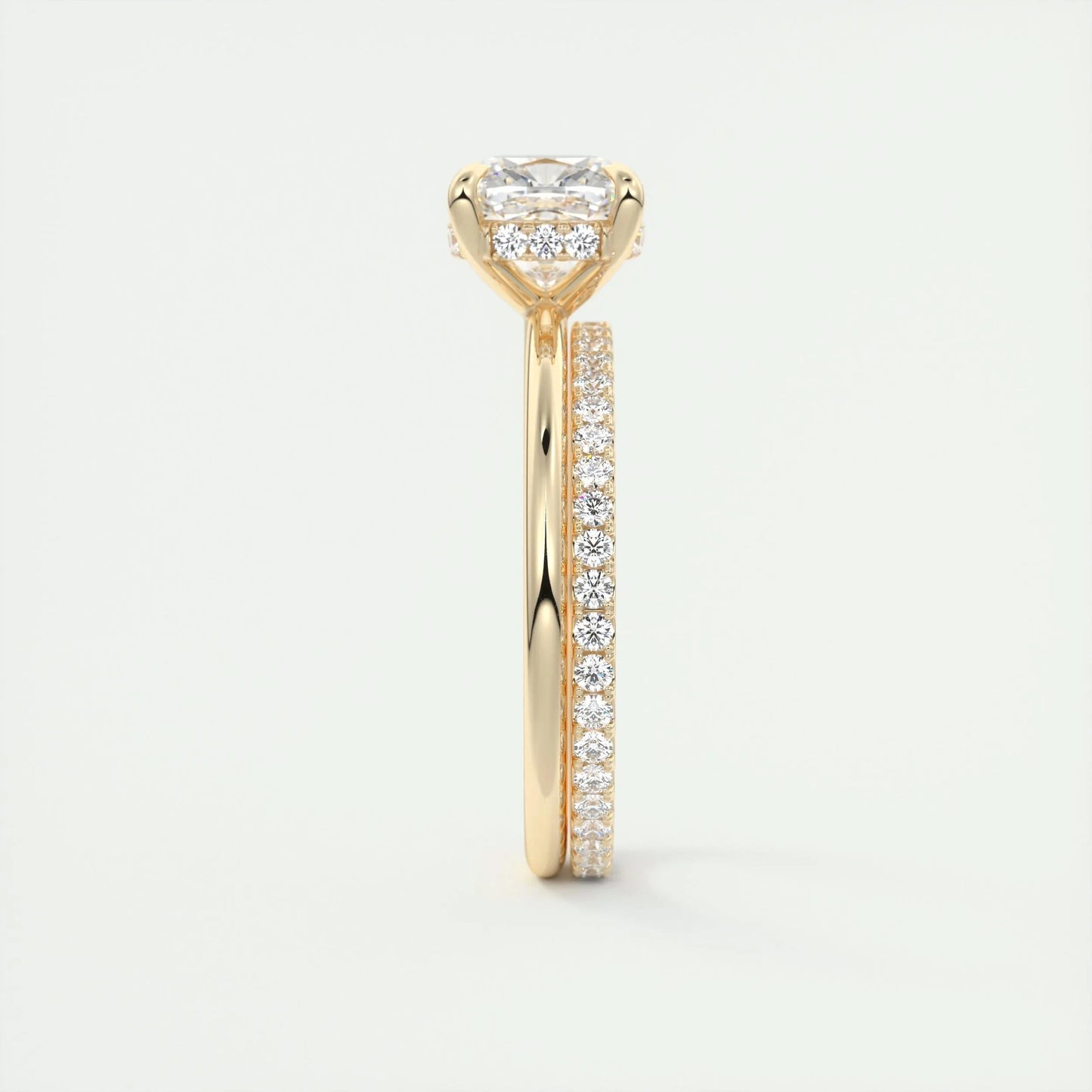 2.15 CT Cushion Solitaire Hidden Halo Moissanite Engagement Ring