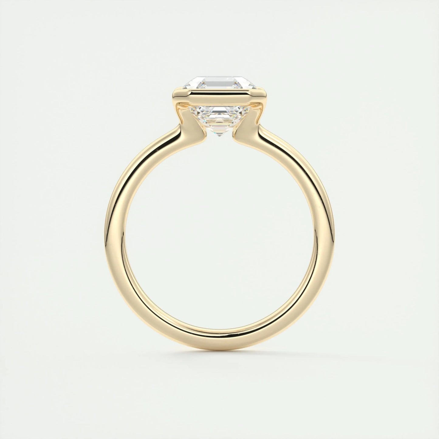 2.03 CT Asscher Half Bezel Solitaire Moissanite Engagement Ring