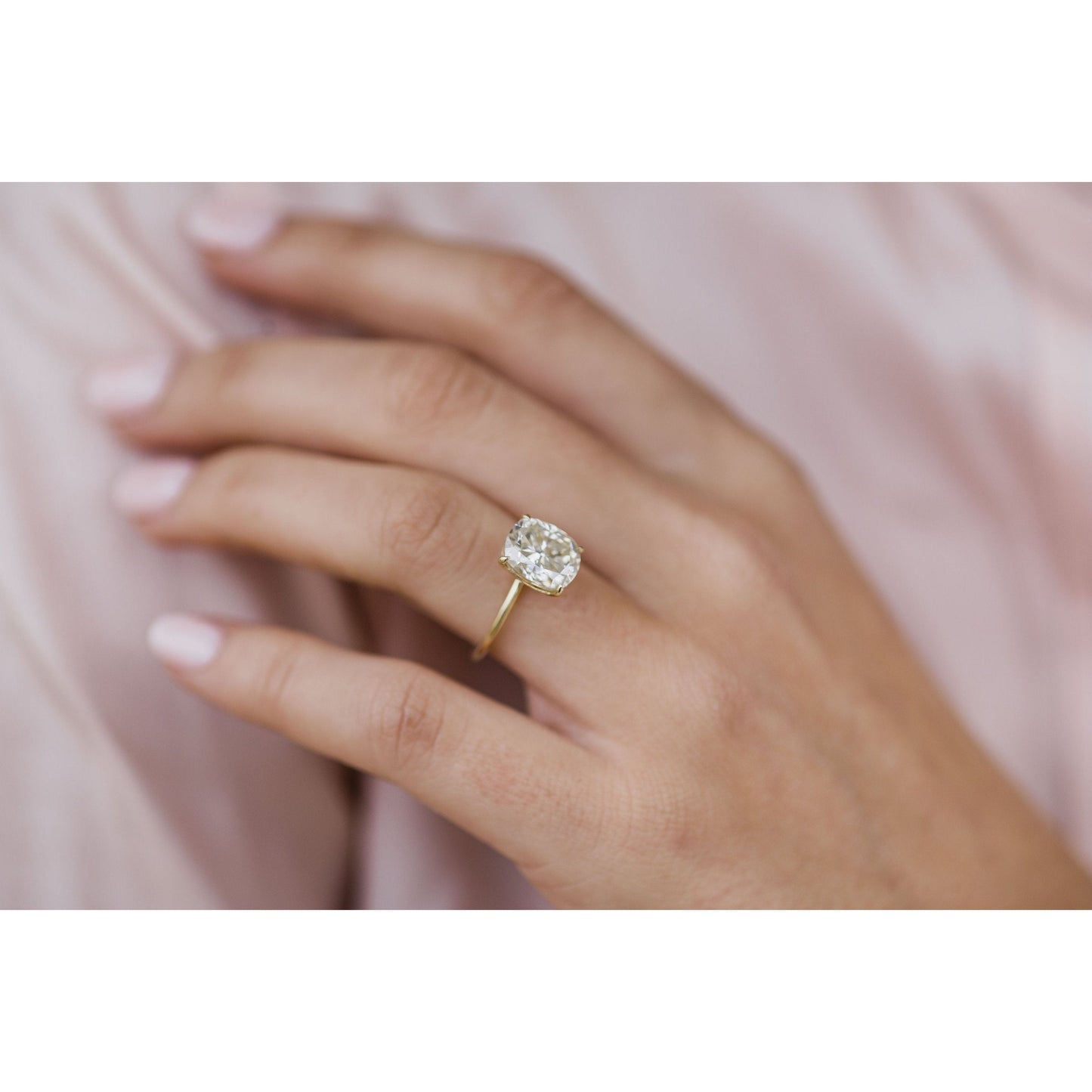 3.15 CT Elongated Cushion Solitaire Moissanite Engagement Ring