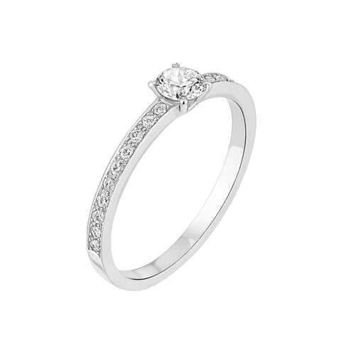 0.25 CT Round Shaped Moissanite Pave Setting Engagement Ring