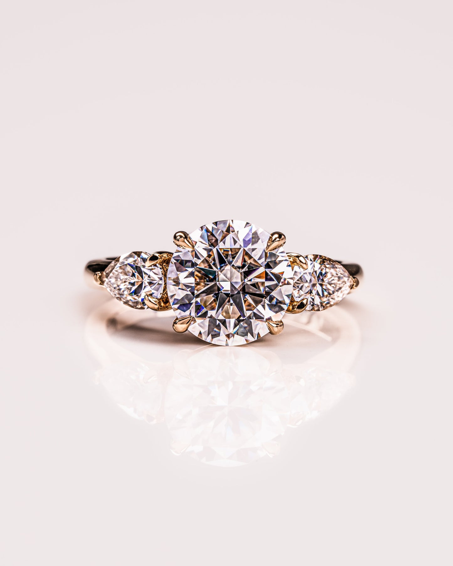 3.08 CT Round Three Stone Moissanite Engagement Ring