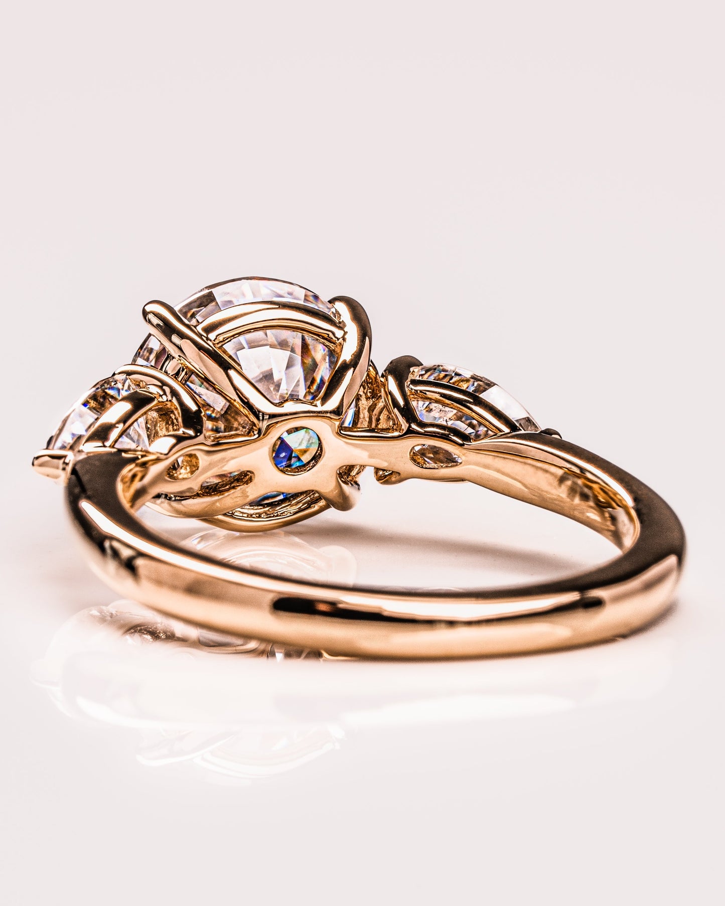 3.08 CT Round Three Stone Moissanite Engagement Ring