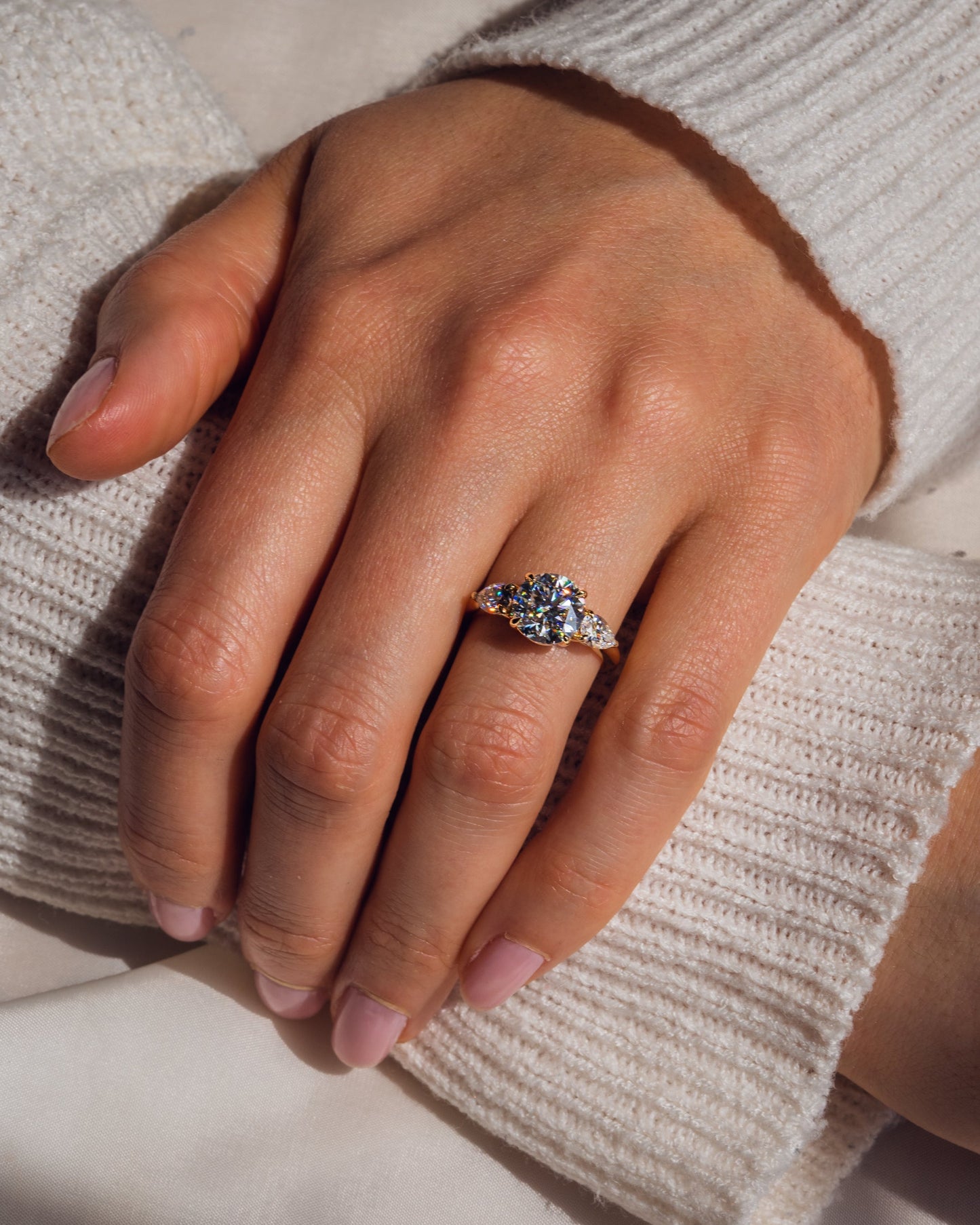 3.08 CT Round Three Stone Moissanite Engagement Ring