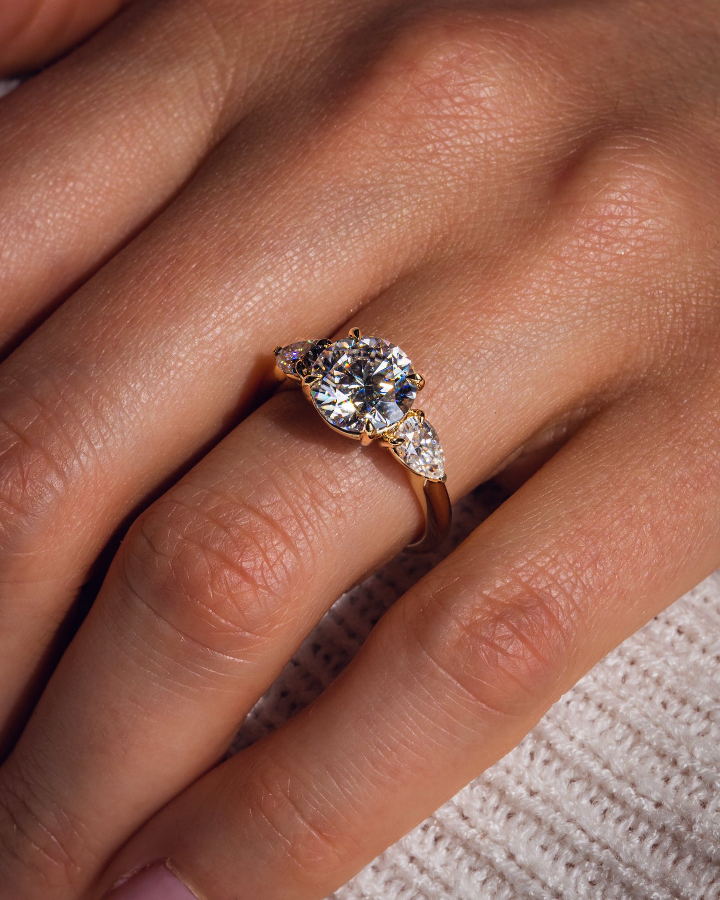 3.08 CT Round Three Stone Moissanite Engagement Ring