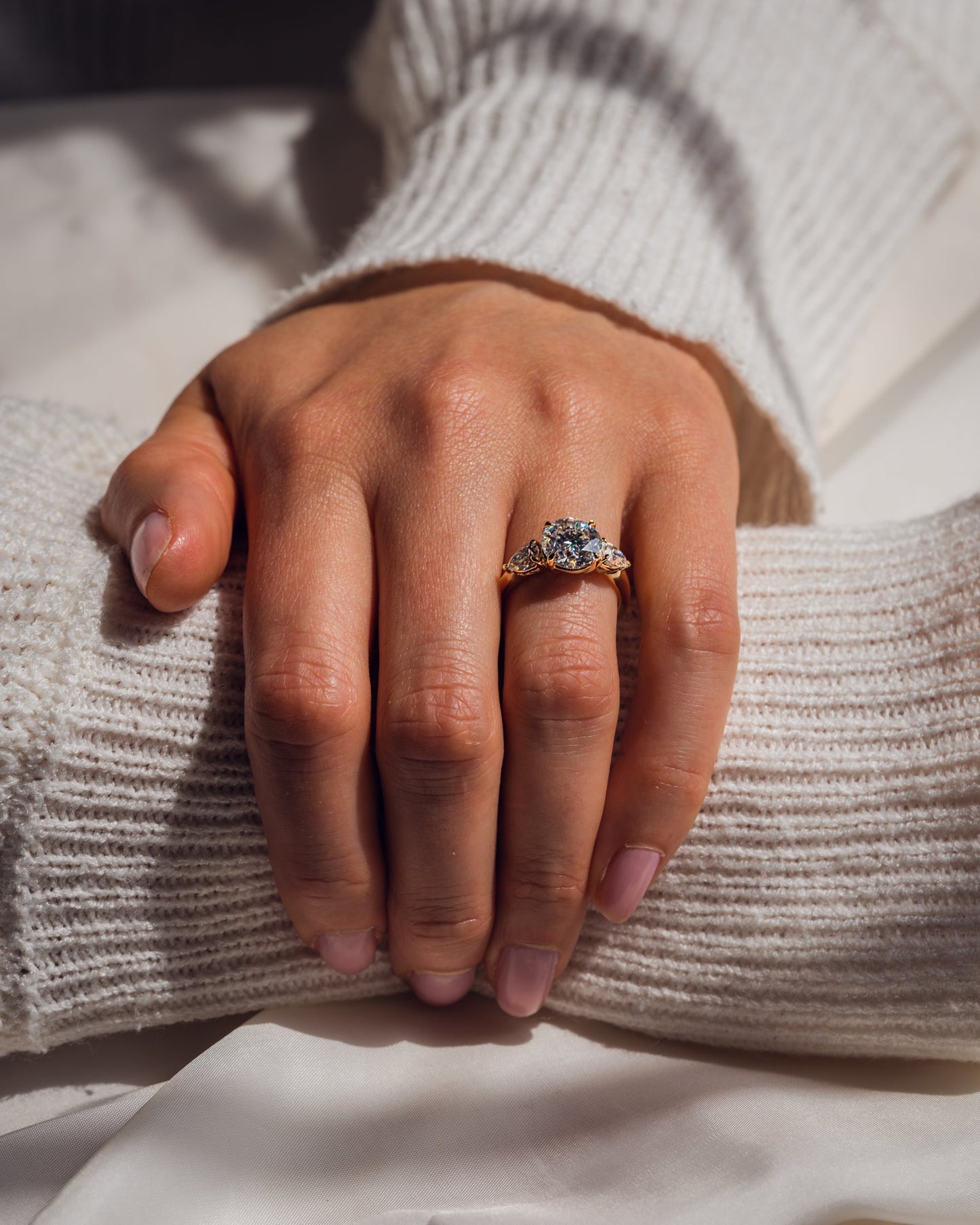 3.08 CT Round Three Stone Moissanite Engagement Ring