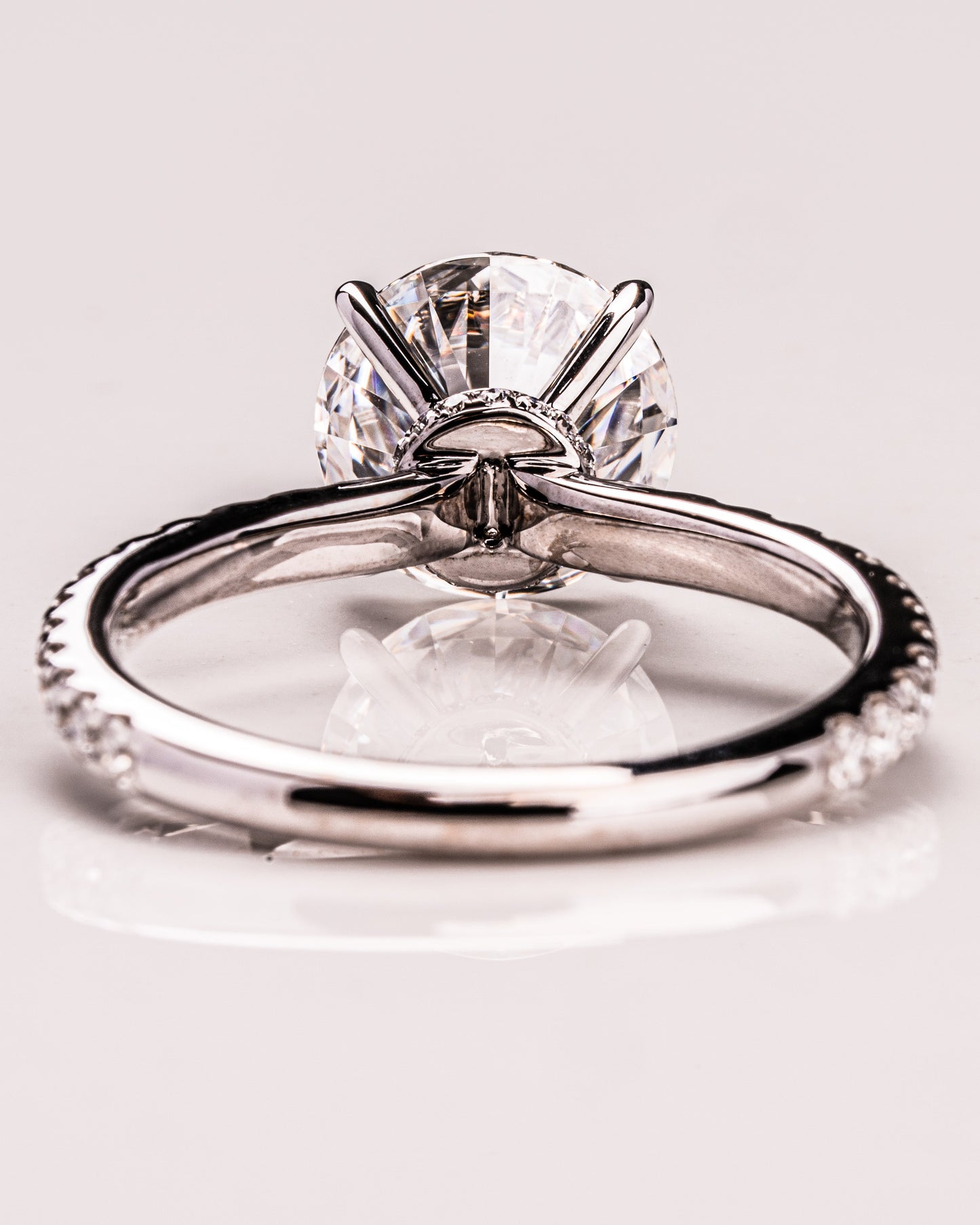 1.9 CT Round Hidden Halo Pave Moissanite Engagement Ring