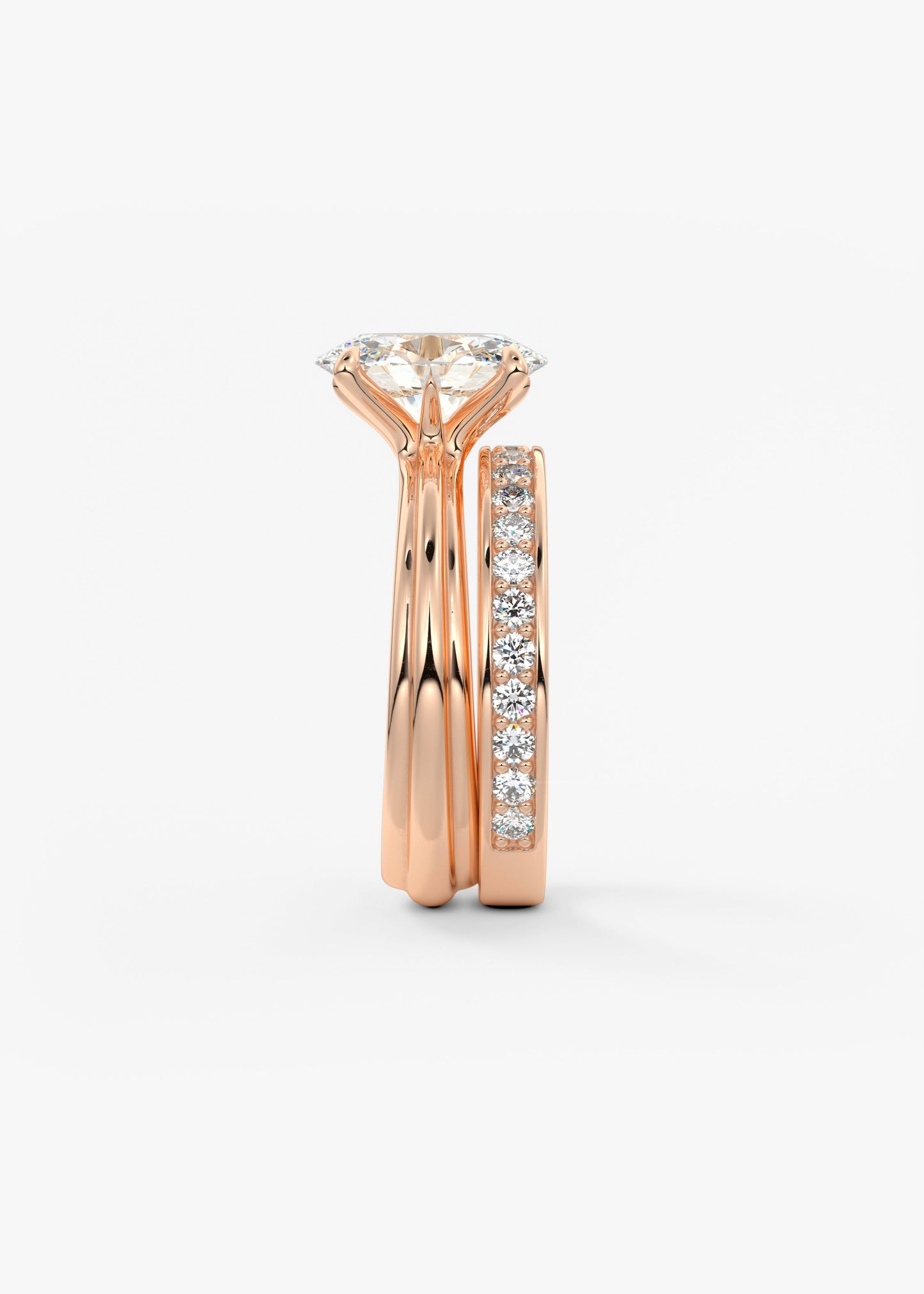 Oval Solitaire Triple Shank Lab Grown Diamond Engagement Ring