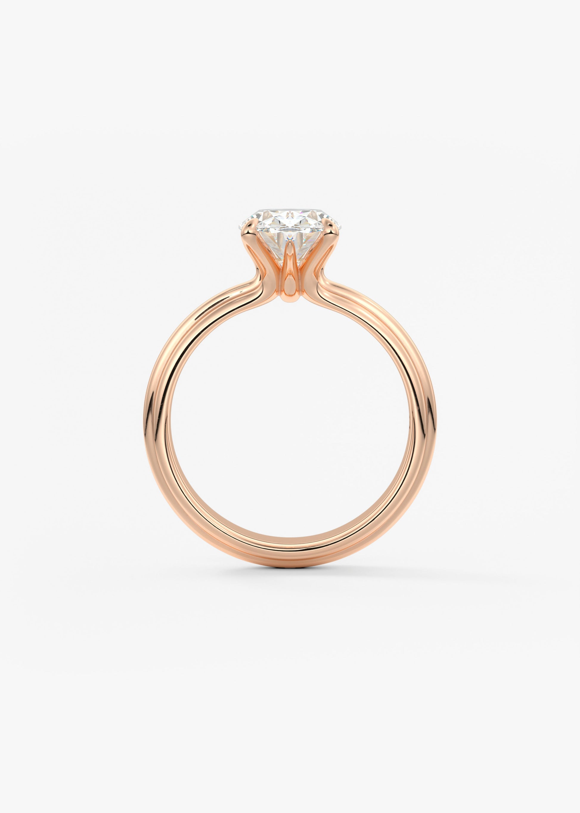 Oval Solitaire Triple Shank Lab Grown Diamond Engagement Ring