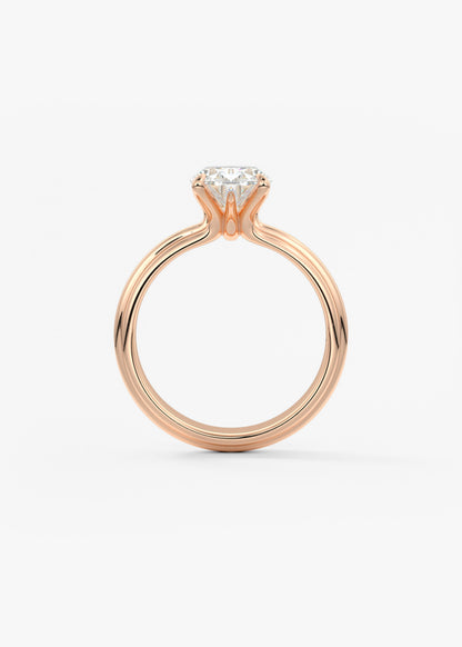 Oval Solitaire Triple Shank Lab Grown Diamond Engagement Ring