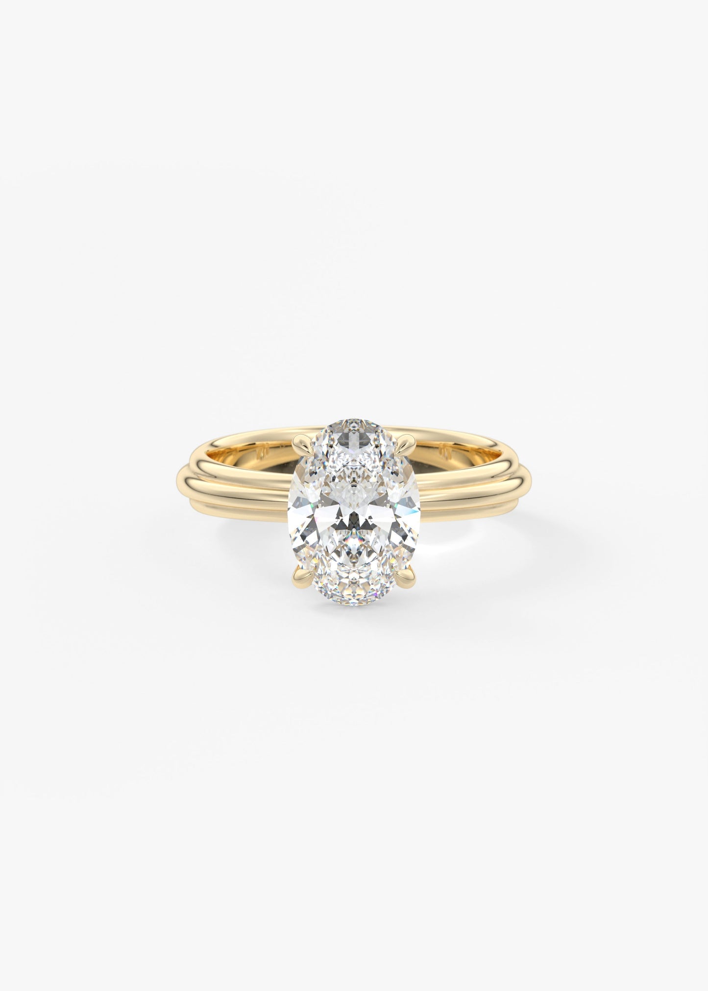 Oval Solitaire Triple Shank Lab Grown Diamond Engagement Ring