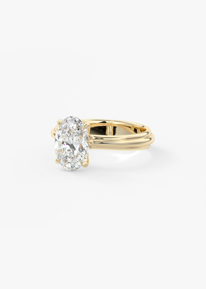 Oval Solitaire Triple Shank Lab Grown Diamond Engagement Ring