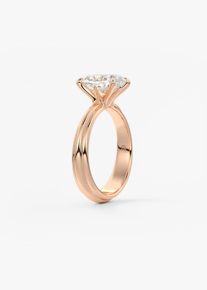 Cushion Solitaire Triple Shank Lab Grown Diamond Engagement Ring