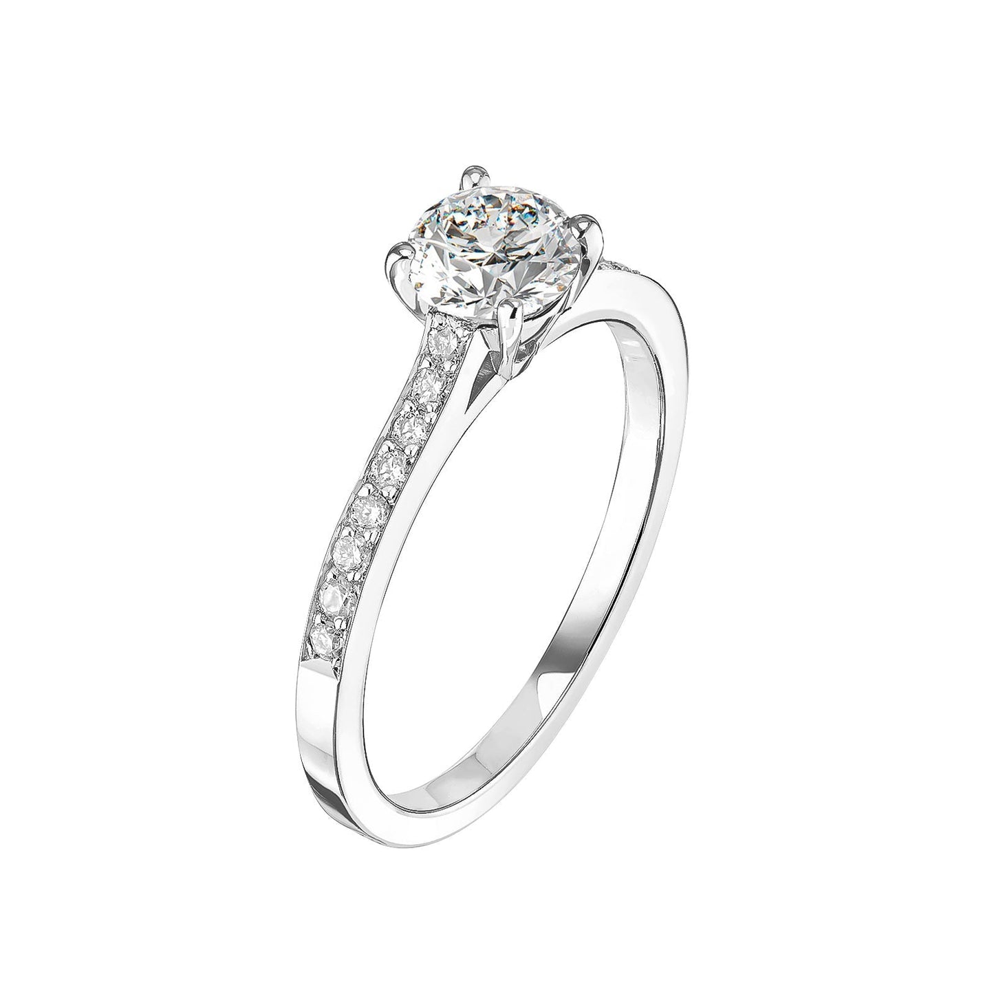 0.80 CT Round Shaped Moissanite Pave Setting Engagement Ring