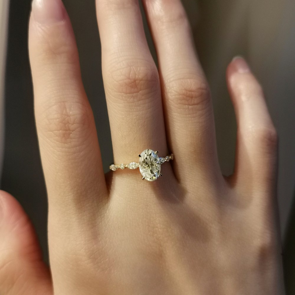 1.70 CT Oval Shaped Moissanite Solitaire Engagement Ring