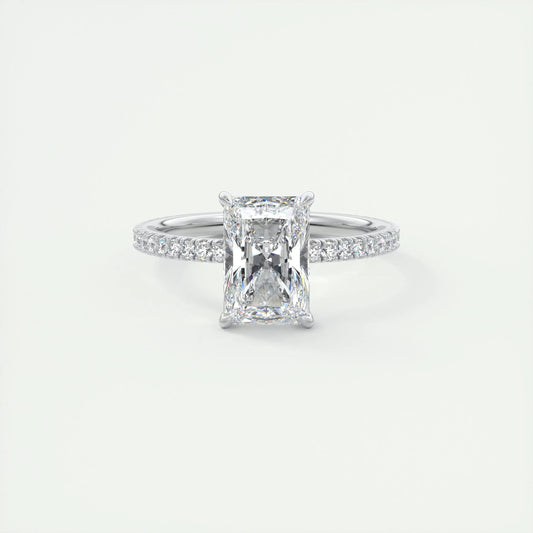 2.10 CT Radiant Solitaire Pave Moissanite Engagement Ring