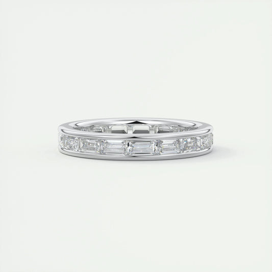 1.87 Emerald Cut Channel Moissanite Bridal Wedding Band