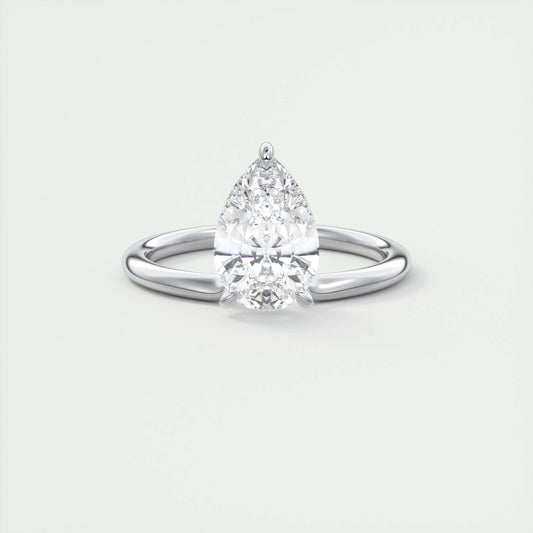 1.93 CT Pear Cut Solitaire Moissanite Engagement Ring